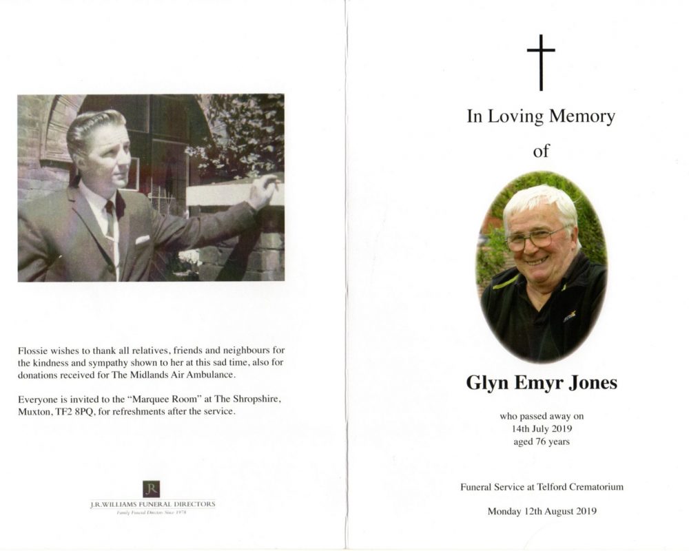 Order of service front and back pages